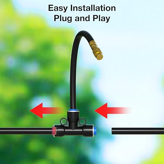 MIXC 200Ft 1/4" Drip Irrigation System,2026-Upgrade Garden Irrigation Kit with 32pcs Adjustable Copper Nozzles,Automatic Atomizing Watering System for Outdoor Plants,Raised Bed,Yard,Potted Plant,Lawn