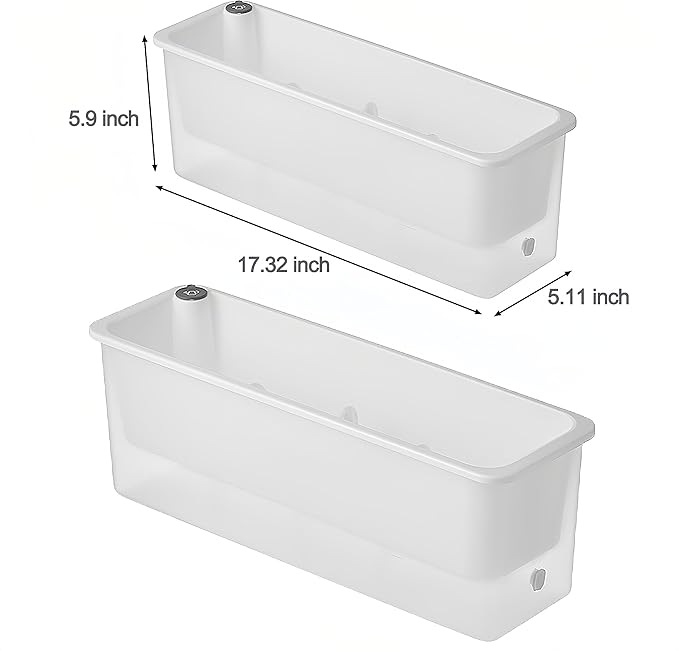 FAMZ Self Watering Pots for Indoor Plants 3 Pack Transparent Rectangular Planter, Vegetable Planters for Windowsill Patio Garden Balcony Home Porch Yard Indoor Outdoor, White