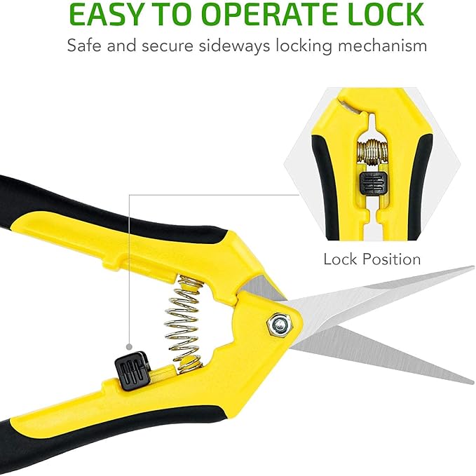 iPower 6.5 Inch Gardening Scissors Hand Pruner Pruning Shear for Gardening and Trimming, Heavy-Duty, Ultra Sharp Stainless Steel, Yellow, 3-Pack
