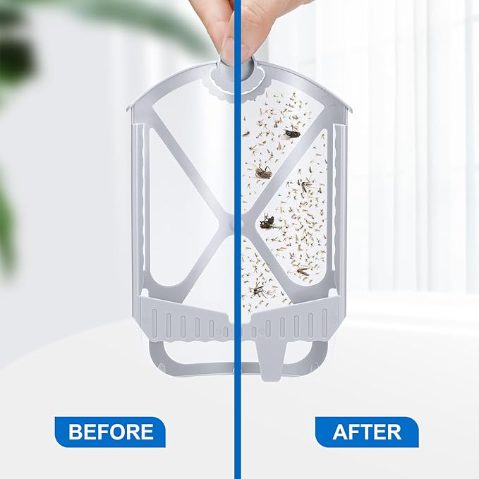 Flying Insect Trap & 5 Cartridges - Attracts and Traps Flying Insects Fruit Flies Mosquitoes - Compatible with M364A Refill (1 Plug-in Base + 5 Cartridges)