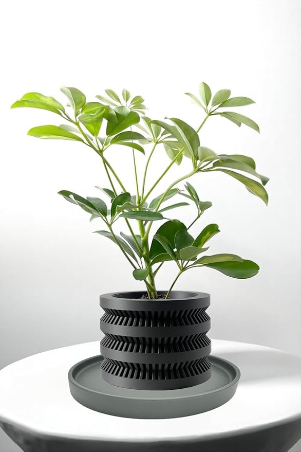 Yukfona Ceramic Plant Saucer Pot Tray 10 Inch, Planter Saucers 4 5 6 7 8 9 10 11 12 13 Inch for Indoors Outdoor, Durable Sturdy Flower Drainage drip Water Tray for Glazed Pots Base (10.7 Inch-Grey)