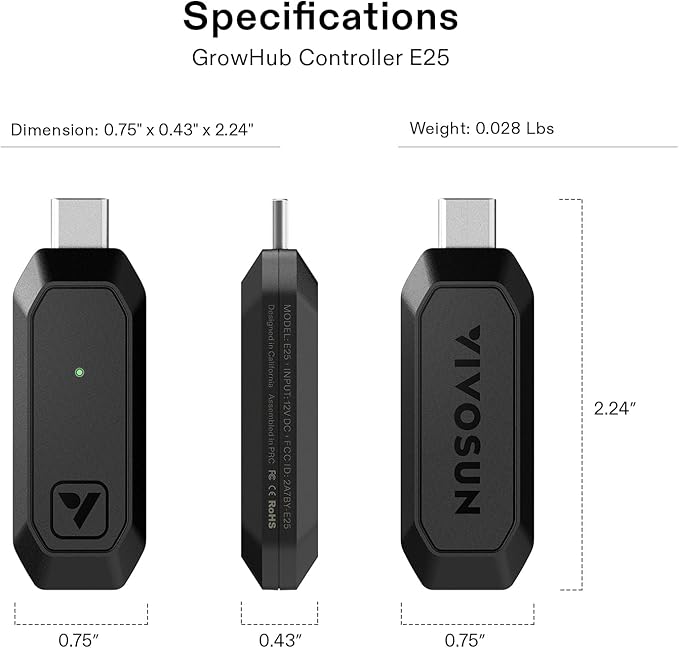 VIVOSUN GrowHub Controller E25 for Grow Tent Cooling Ventilation Lighting, Supports Smart Grow System Devices, Easy to Install & Use, WiFi App Controllable, Expansion Port for E42A+/E42A/E42