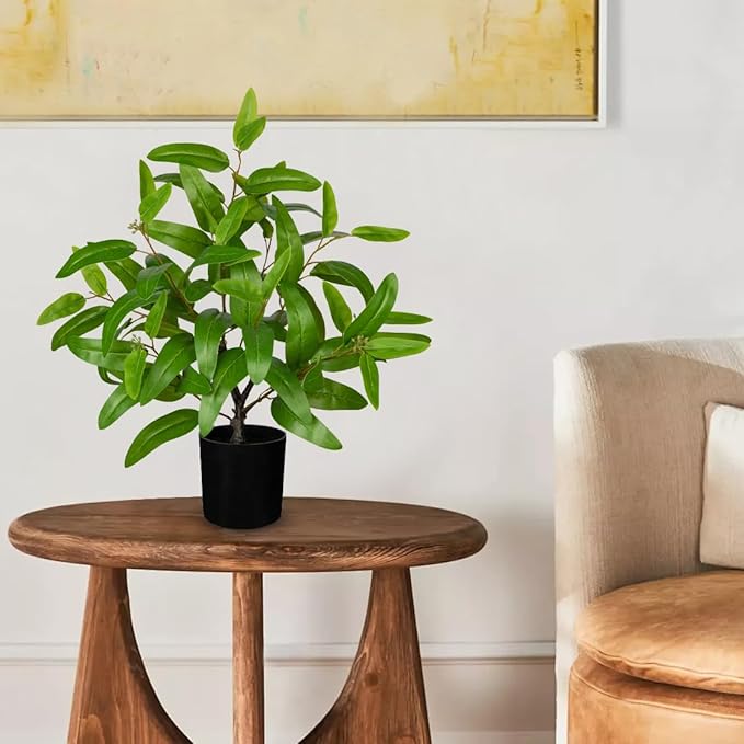 Artificial Plants Indoor with Pot, 19.7" Tall Fake Potted Plants Eucalyptus Leaves, Silk Plant for Home Decor Indoor Plants Artificial for Home & Office, Bedroom, Farmhouse, Entry Table, Shelf Decor