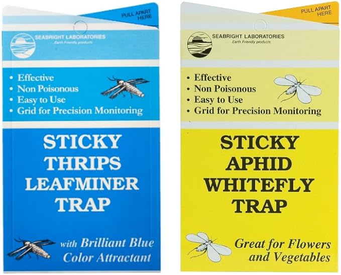 Seabright Sticky Thrips Leafminer Traps (15 pcs) and Yellow Sticky Aphid Whitefly Traps (15pcs)