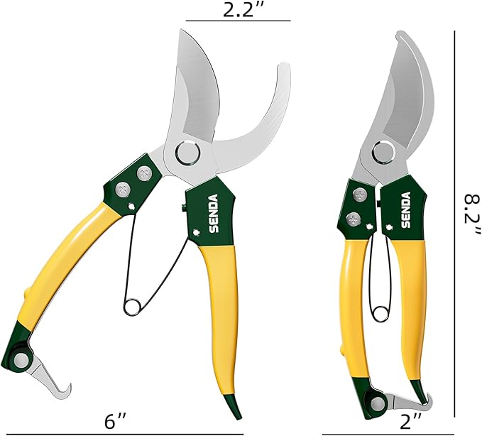 8" Bypass Pruning Shears, Pruning Shears for Gardening with Anti-Rust SK-5 Blades, Garden Clippers with Non-Slip Handle for Dry Stems and Small Branches