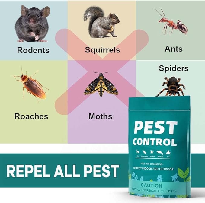 Pest Control Pouches, Rodent Repellent, Mouse Repellent, Repel Mice, Mouse, Rats, Ants, Roaches, Spiders, Moths & Other Pest, Rat Repellent Safe for Kids & Pets, Mice Repellent 8P