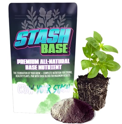 Stash Base Premium All-Natural Nutrient (2.2-4-2.3) – Vegetative Stage Soil Amendment & Fertilizer with Biochar, Crustacean Meal & Kelp – Boosts Root Growth & Stem Strength (4 lbs)