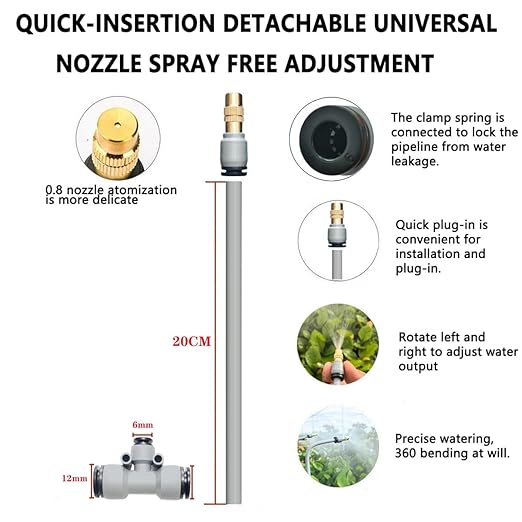 New Drip Irrigation Kits,Quick Connector Automatic Irrigation System,with Replaceable Bending Dropper,atomizing Copper Nozzle for Watering System for Garden Plant Lawn Patio. (20M)