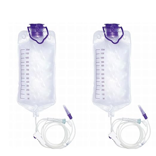 2 Pcs, 1200ml Plant Drip Irrigation Kit, Adjustable Gravity Bags with Large Bore & Tube, Plastic, Water Pressure-Driven