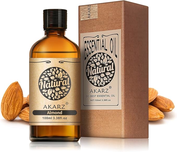 AKARZ 100ml Almond Essential Oil Natural Almond Oil Pure for Candle Making,DIY Skincare Products Massage,Home Spa Relaxation