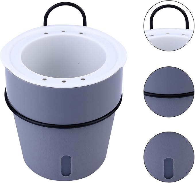 COHEALI Self Watering Flower Planter Pot with Iron Wall Mount Frame, Gray Self-Absorption Indoor and Outdoor Garden Plant Container for Easy Plant Care