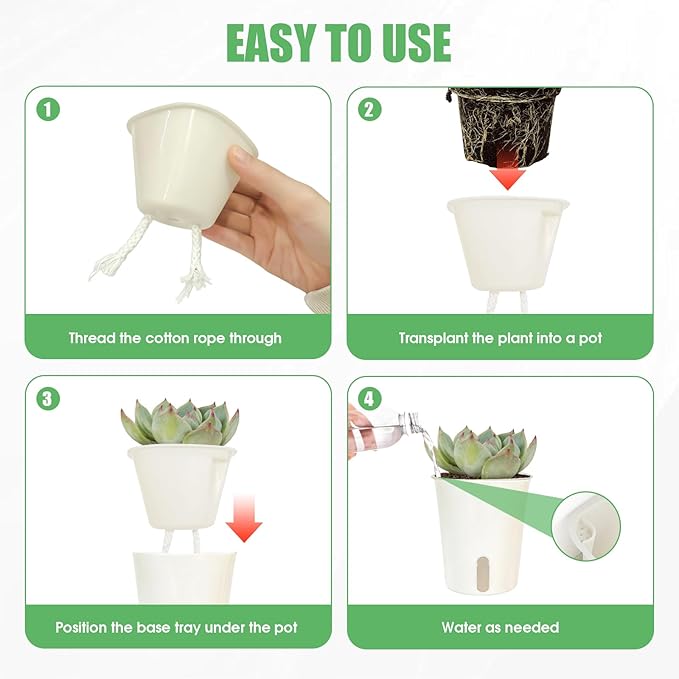 35 Pcs 3-Inch Self Watering Pots for Indoor Plants, Plastic Planters with Water Level Indicator & Vent Holes, Ideal for Succulents, Herbs, and Flowers