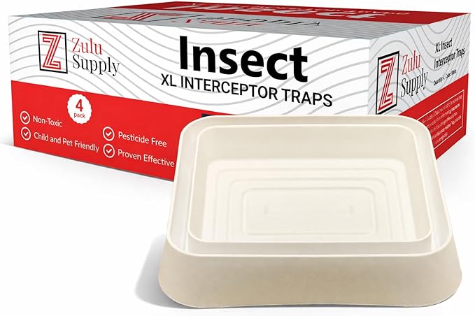 Bed Bug Interceptor Traps – XL White 4-Pack Passive Monitor & Detection Trap – Universal Fit for Bed & Furniture Legs – Reusable Non-Climbable Wall Pest Control Protection (XL White 4-Pack)
