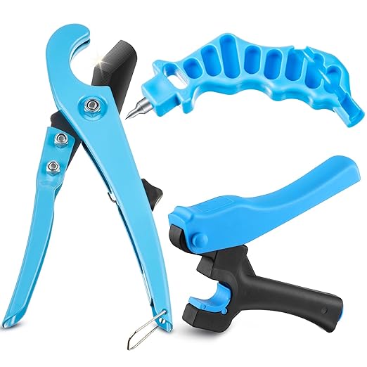 Feekoon Drip Irrigation Tubing Cutter Hole Punch Tool, Irrigation Sprinkler Hose Cutter, 2 in 1 Combination Drip Punch Tool for Garden PE Pipe 16 20mm(Blue)