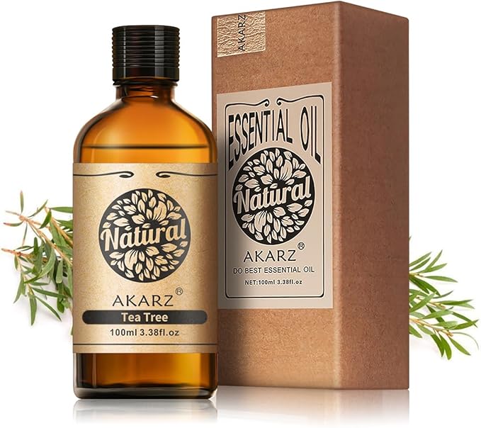 AKARZ 100ml Tea Tree Essential Oil Natural Tea Tree Oil Pure for Candle Making,DIY Skincare Products Massage,Home Spa Relaxation