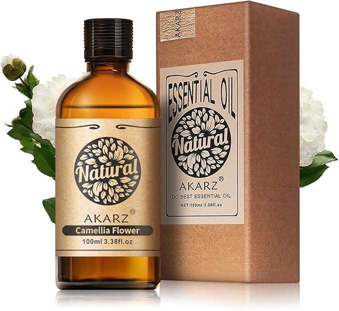 AKARZ 100ml Camellia Flower Essential Oil Natural Camellia Flower Oil Pure for Candle Making,DIY Skincare Products Massage,Home Spa Relaxation