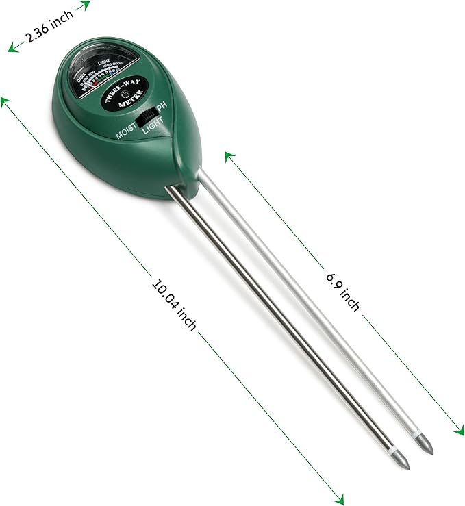 iPower Soil Meter, 3-in-1 Plant Moisture Light PH Tester for Gardening, Farming, Indoor & Outdoor Use