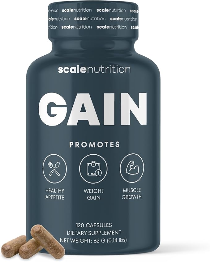 Gain - Appetite Booster Pills for Adults – Natural Appetite Stimulant & Weight Gain Support Supplement with Ginger Extract, Blessed Thistle, Gentian Root & Creatine – 120 Capsules