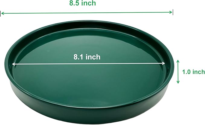 Yukfona 2 Pack Ceramic Plant Saucer Pot Tray 8 Inch, Planter Saucers 4 5 6 7 8 9 10 11 12 Inch for Indoors Outdoor, Durable Sturdy Flower Drainage Tray for Glazed Pots Base (8.5 Inch Green)