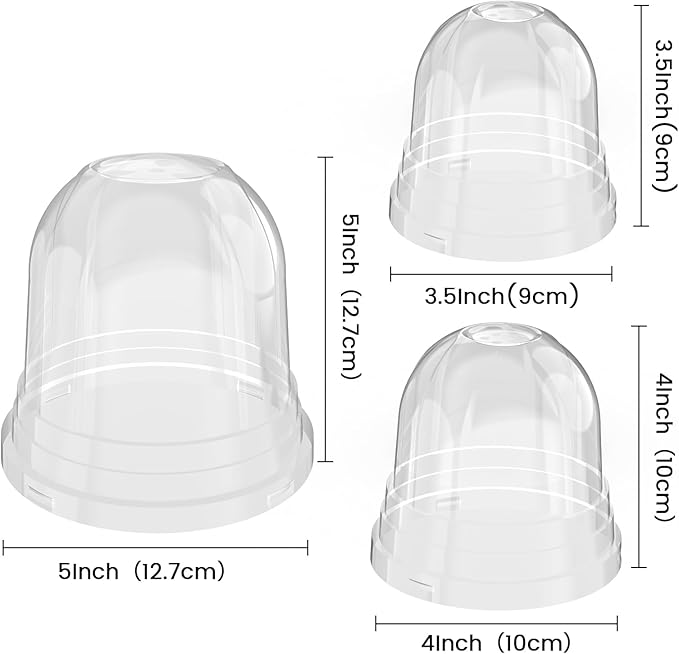 Bluepro 36 Packs 5/4/3.5 Inch Clear Plant Pot Humidity Domes, Transparent Seedling Domes Compatible with 5/4/3.5 Inch Reinforced Nursery Pots