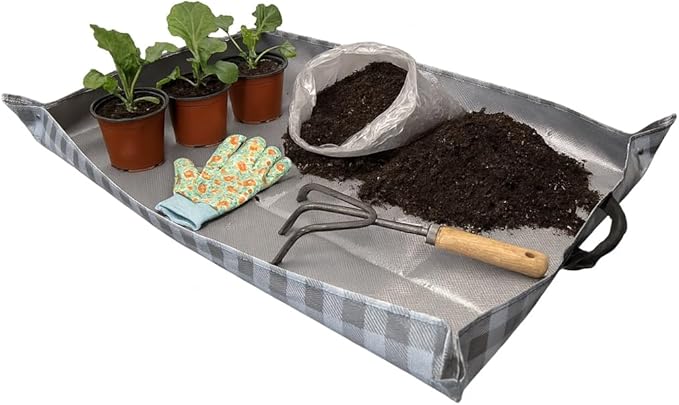 DURASACK 26"x39" Water-Resistant Repotting Mat – Indoor Plant Transplanting, Soil Change & Gardening Mess Control, Gray