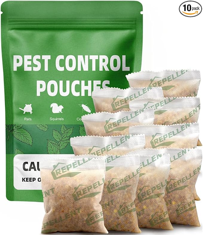 LAQDECDV Pest Control, Mouse Repellent Pouches, Rodent Repellent, Mice Repellant Indoor, Peppermint Mice to Repel Spider, Ant, Roach & Mosquito, Rat Repellant Outdoor, Keep Mouse Out of Camper-10P