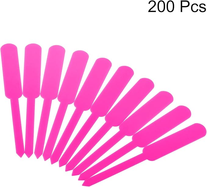 PATIKIL Plant Labels, 200Pcs PP Rectangle Marker Tags for Outdoor Indoor Garden, Pink