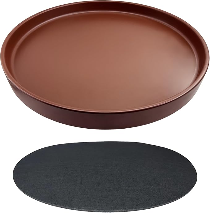 Yukfona Ceramic Plant Saucer Pot Tray 10 Inch, Planter Saucers 4 5 6 7 8 9 10 11 12 13 Inch for Indoors Outdoor, Durable Sturdy Flower Drainage drip Water Tray for Glazed Pots Base (10.7 Inch-Brown)