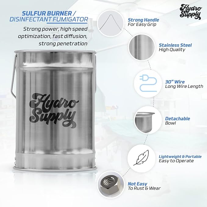 Greenhouse Sulfur Vaporizer, Sulfur Burner with Indicator Lights, Sulfur Evaporator for Plant and Grow Room