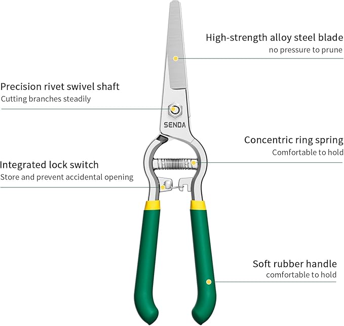8" Pruning Shears, Dual-Color Coated Garden Scissors with Non-Slip Ergonomic Handle, Bypass Pruning Shears for Gardening, Trimming & Branch Cutting