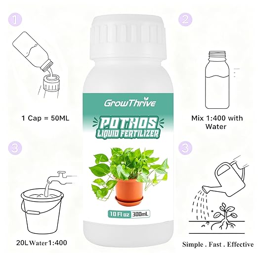 Organic Pothos Plant Food Liquid Fertilizer (10 oz) - Probiotic Nutrient Solution for Indoor Houseplants, Vibrant Leaves & Root Growth