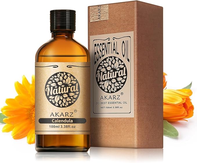 AKARZ 100ml Calendula Essential Oil Natural Calendula Oil Pure for Candle Making,DIY Skincare Products Massage,Home Spa Relaxation