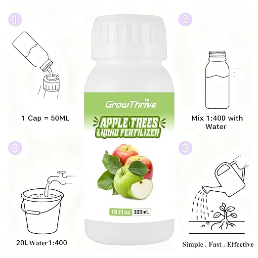 10oz Organic Apple Tree Fertilizer - Microbial Probiotic Liquid Plant Food for Indoor & Outdoor Fruit Trees, Root Booster & Leaf Revivifier, 1:400 Concentrated