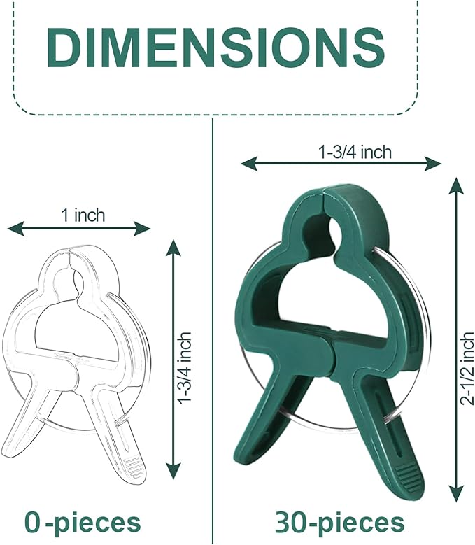 Yinghezu 30 Pcs Large 1-3/4 inch Plant Support Clips,Flower and Vine,Garden Tomato Plant Support Clips for Supporting Stems,Vines Grow Upright Climbing,Tool for Straightening,Tomato Cage,Trellis.