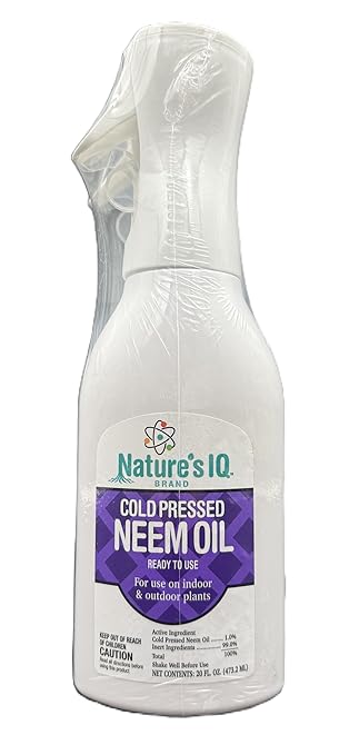 Nature's IQ Cold Pressed Neem Oil w/Spray Mist Technology. Indoor and Outdoor Plant Protection. Twin Pack