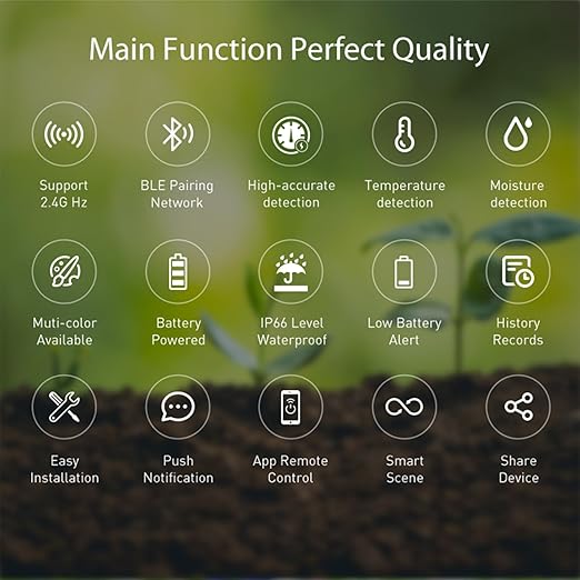 Smart Soil Moisture Meter: WiFi Soil Meter with Moisture/Temperature Sensor, Soil Moisture Sensor with App Remote Control, Soil Tester for Plants, Garden, Lawn and Greenhouse