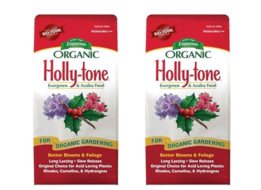 Espoma Organic Holly-Tone 4-3-4 Evergreen & Azalea Plant Food; 4lb. Bag; The Original & Best Organic Fertilizer for All Acid Loving Plants Including Azaleas, Rhododendrons & Hydrangeas; Pack of 2.