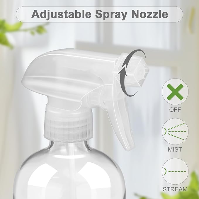 Worldgsb 2 Pack Glass Spray Bottles with Silicone Sleeve, 16 oz Empty Refillable Containers with Adjustable Spray Nozzles, Spray Bottles for Hair, Cleaning Solutions and Plants Blue