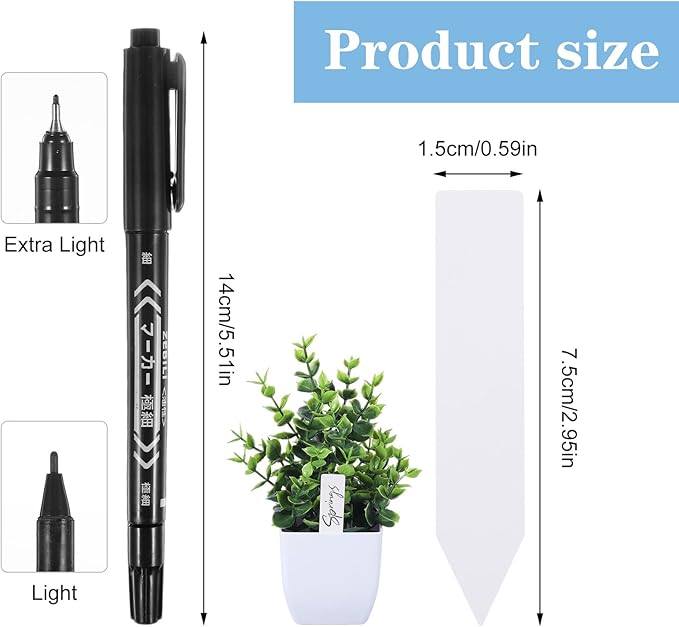 300pcs Waterproof Plant Labels and Pen, Garden Labels for Outdoor Plants, Plastic Plant Name Sticks, 3in Garden Label Stakes with Pen for Seedlings, Flowers and Vegetables, White