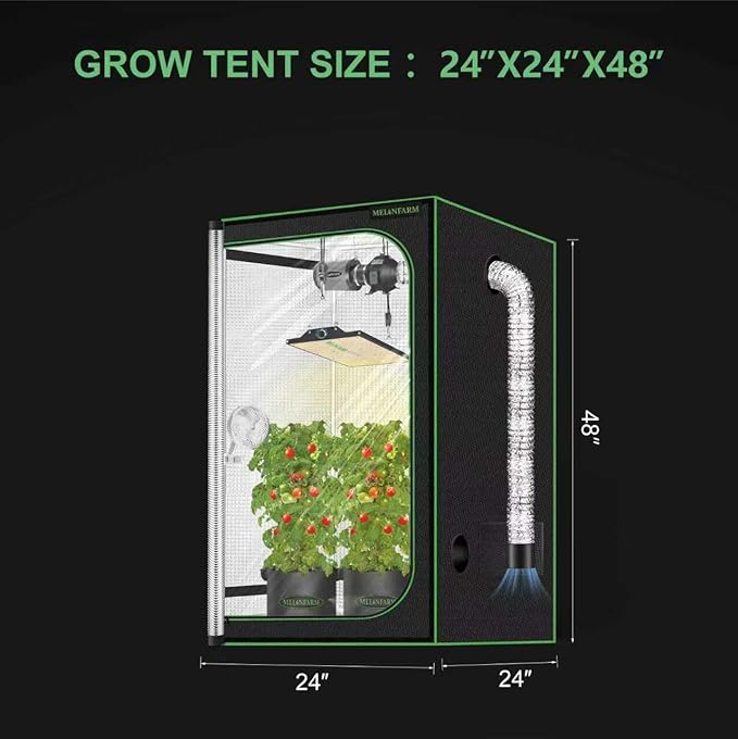 MELONFARM 2x2 Grow Tent, 24"x24"x48" Double Transparent Viewing Door Indoor Grow Tent, Growing Tent with High Reflective Mylar & Floor Tray, Plant Tent for Indoor Hydroponics Growing