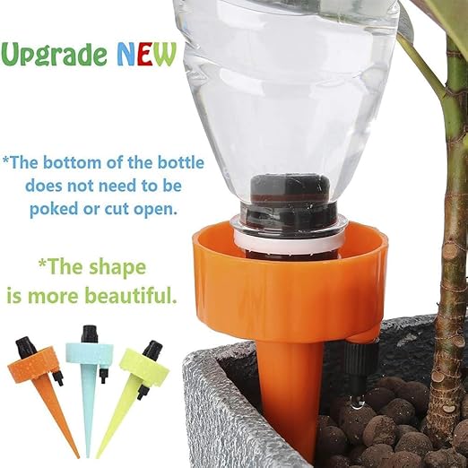 Self Watering Spikes,Plant Waterer,New Upgraded Plant Watering Devices, Automatic Vacation Drip Irrigation Watering Bulbs Globes Stakes System with Slow Release Control Valve Switch (12pcs)