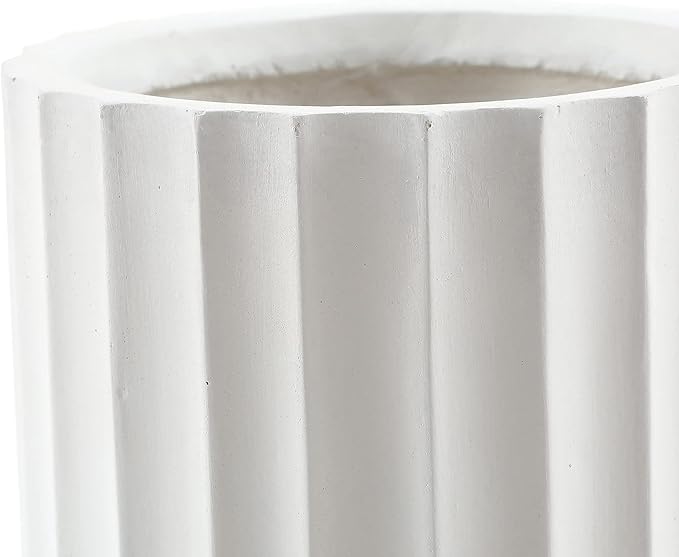 LuxenHome Planter for Outdoor Indoor Plants 25" H White Tall MgO Plant Pots Planting Flower Large Pot Planters Modern Geometric Balcony Planter
