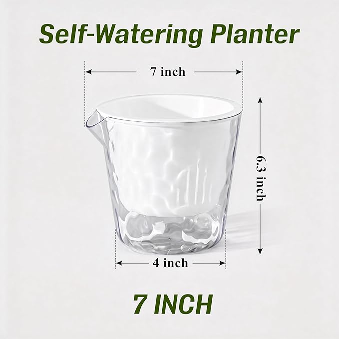 InmeRun Plant Pots Indoor Plastic Flower Pots Outdoor 7 inch Set of 4 Pack with Drainage Holes and Saucers for Garden Pots (self Watering 7in-4p)