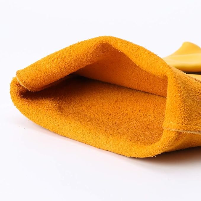 Acdyion Thorn Proof Gardening Gloves for Men & Women, Long Cowhide Leather Rose Pruning Gloves with Forearm Protection, Puncture Resistant Gauntlets for Cacti, Blackberries & Yard Work(yellow,X-small)