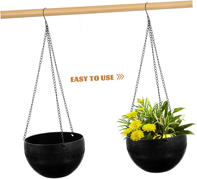 Homoyoyo Hanging Planters 2pcs Self Watering Green Pothos Plant Pot Plastic Chain for Indoor Plants Dec