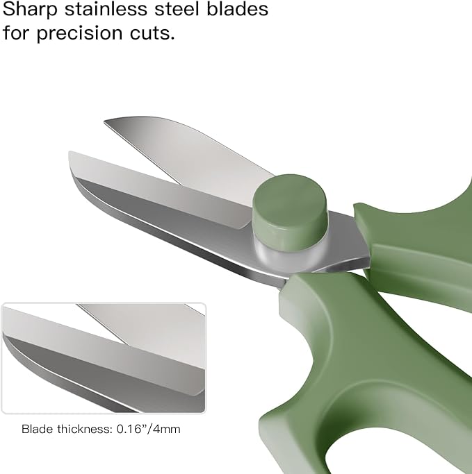 Housolution Flower Scissors, Strong Floral Shears, Premium Steel Garden Pruning Shears Floral Fruits Leaf Scissors Hand Pruner Snip Trimming Tool for Gardening Flower Arrangement, Avocado Green