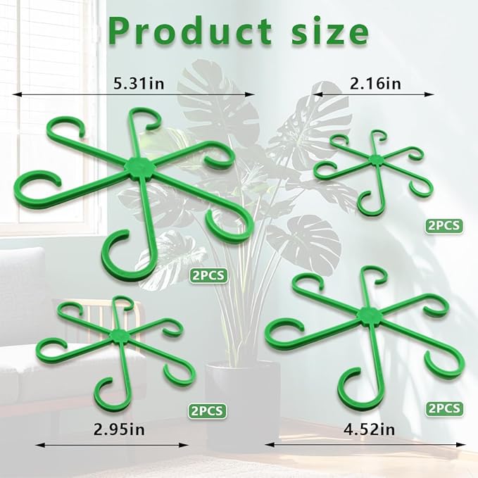 8PCS Climbing Plant Stem Supports 4 Sizes, Reusable Plastic Stakes Indoor/Outdoor Garden Flower Growth Accessories Stem Holder for Thriving Plant Growth