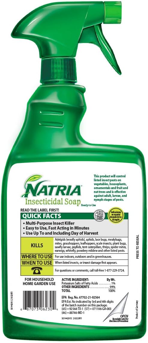 Natria Insecticidal Soap, Ready-to-Use Garden Bug Treatment, Insect Killer for Indoor and Outdoor Plants, 24 Ounce