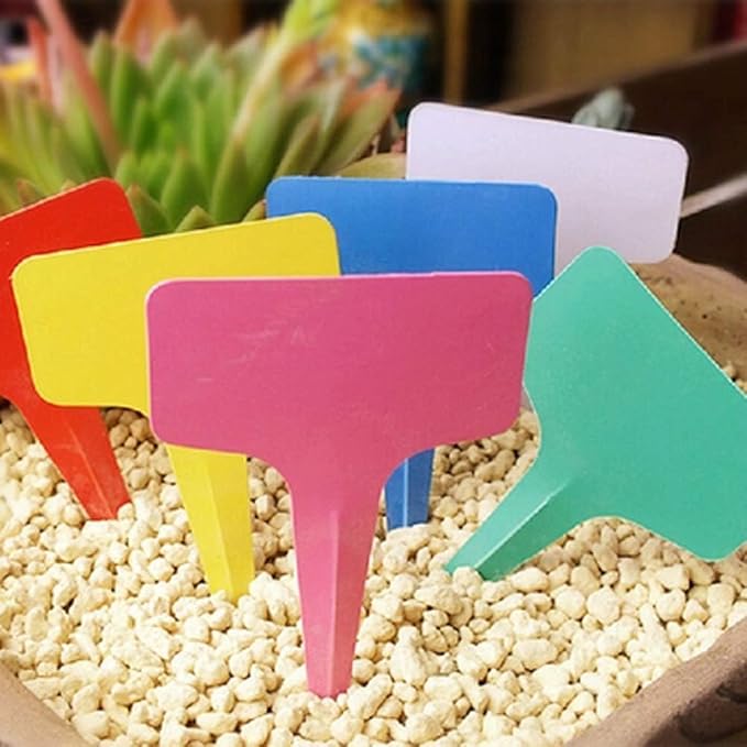 50Pcs Orange Plant Tags Plastic T-Type Nursery Garden Labels Markers Plant Stakes Garden Decoration, Pots, Plant Labels, Plant Container Accessories