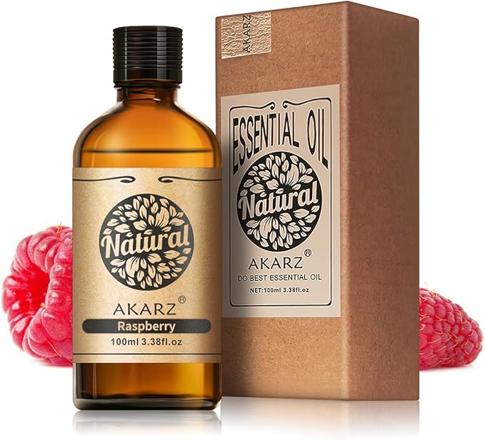 AKARZ 100ml Raspberry Essential Oil Natural Raspberry Oil Pure for Candle Making,DIY Skincare Products Massage,Home Spa Relaxation